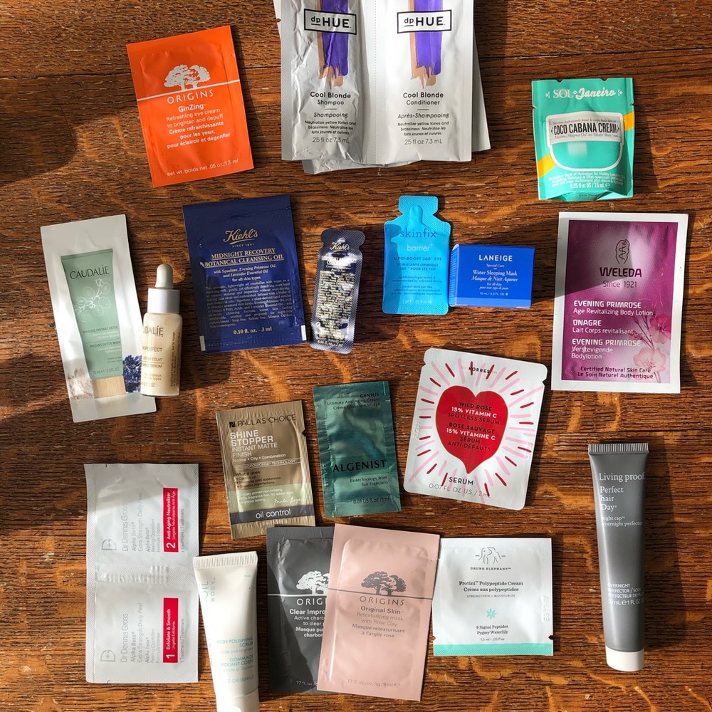 Lot of samples: laneige, caudalie, living proof